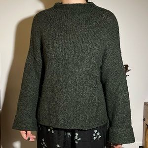 Anthropology moss green alpaca wool blend sweater